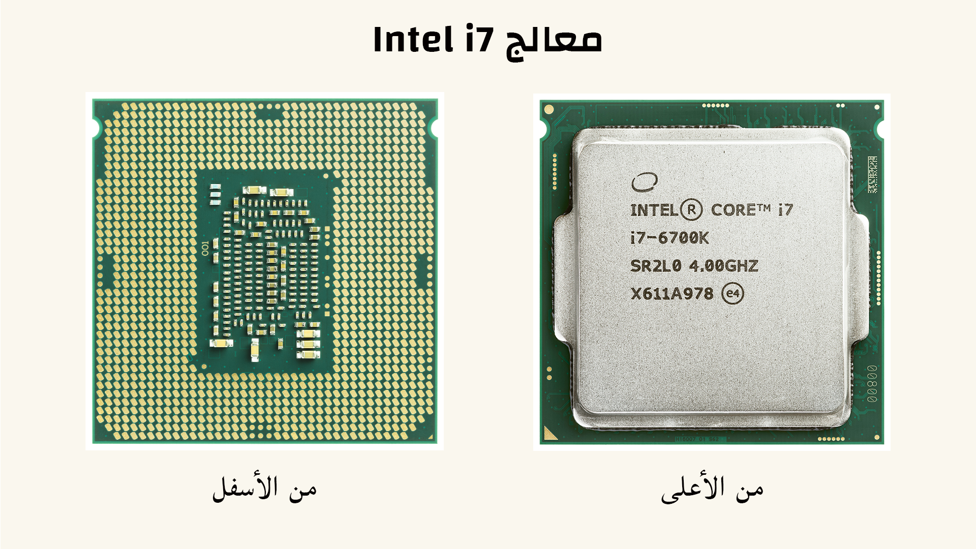 صور معالج Intel i7 من الأعلى والأسفل